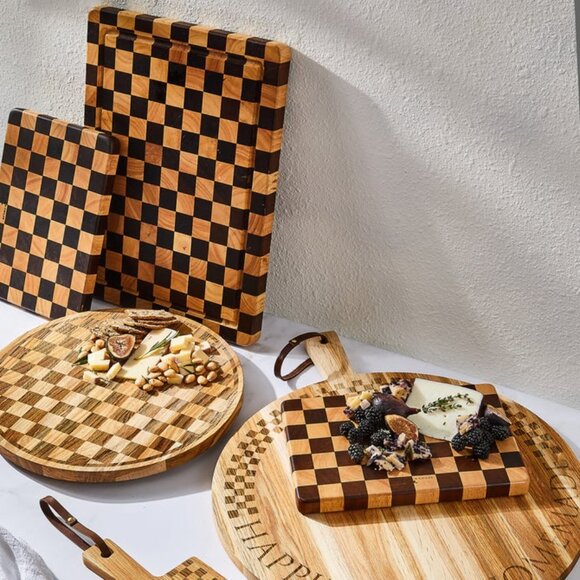 NEW Mackenzie-Childs Check Cheese Board Set - Picture 1 of 4